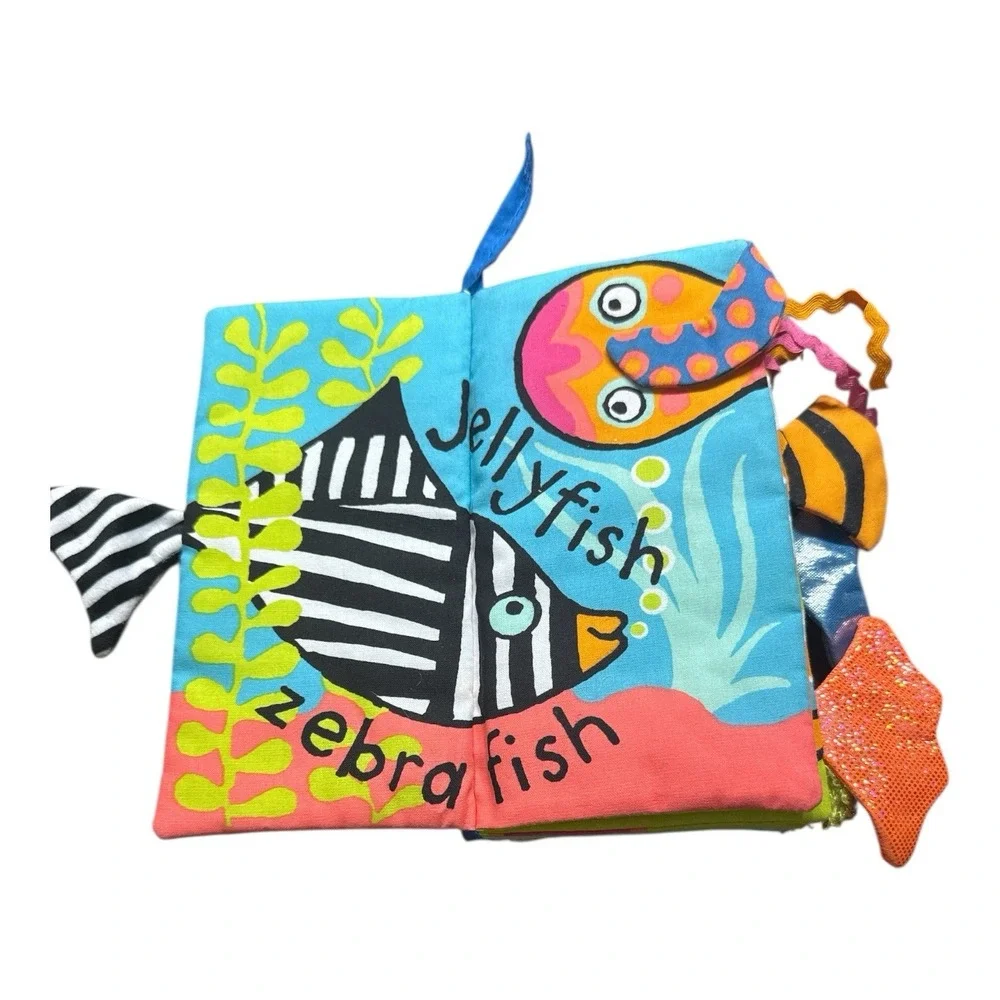 Jellycat Sea Tails Soft Baby Activity Book Padded Plush Flap With Crinkles
